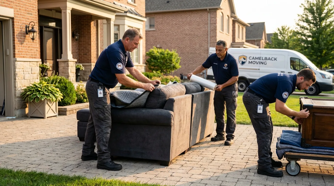 Large estate moving crew wrapping furniture in Mount Horeb, WI