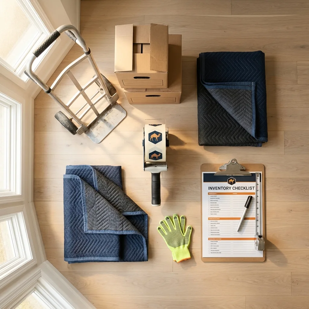 Professional moving supplies and packing materials layout for Mount Horeb residential relocations